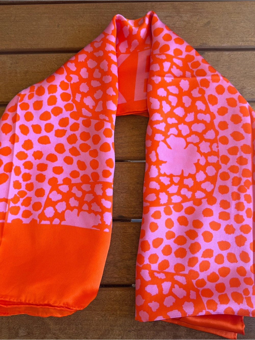 Ted Baker bolt on long silk scarf Bright Orange and Pink Patterned Scarf; NWOT
